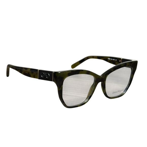 Salvatore Ferragamo Eyeglass Frame Women Cateye Green Tortoise Acetate 54/17/140 - Picture 2 of 8